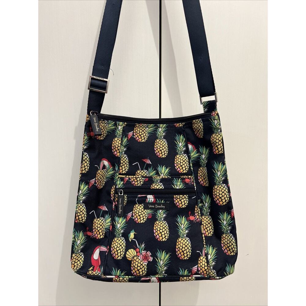 Vera Bradley Lighten Up Hipster Toucan Party Crossbody Navy Pineapples GUC!‎